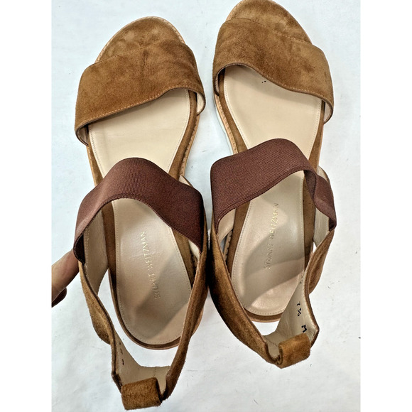 Stuart Weitzman The Topical Elastic Saddle Suede Strappy Sandals Boho 7.5 - Picture 9 of 9